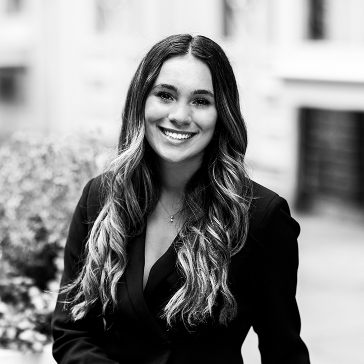 Black and white picture of woman smiling